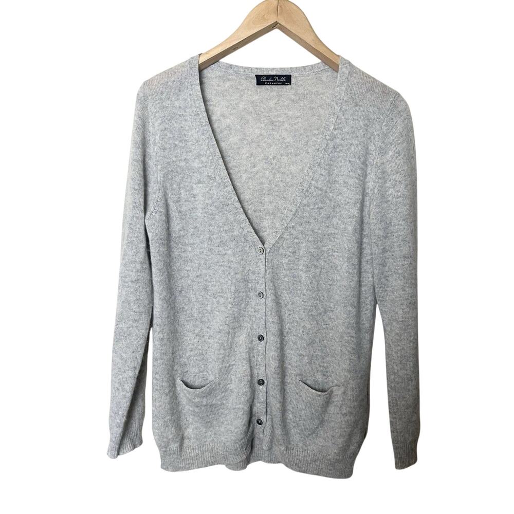 Claudia Nichole 100% Cashmere Cardigan Sweater Gray Women’s Medium Minimalist